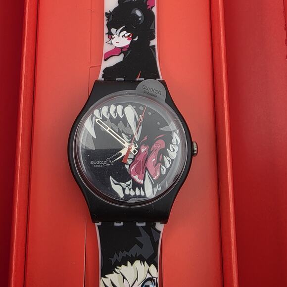 Swatch Originals WINDY BUNNY BEAST Anime Silicone Watch 41mm SUOZ112 New main image 13